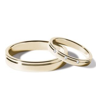 DIAMOND WEDDING RING SET IN YELLOW GOLD - YELLOW GOLD WEDDING SETS - WEDDING RINGS