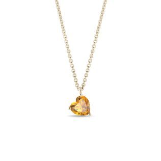 HEART-SHAPED CITRINE PENDANT NECKLACE IN GOLD - CITRINE NECKLACES - NECKLACES