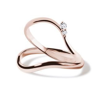 WAVE MOTIF ENGAGEMENT SET IN ROSE GOLD - ENGAGEMENT AND BRIDAL RING SETS - ENGAGEMENT RINGS