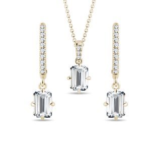 DIAMOND EARRING AND NECKLACE SET IN YELLOW GOLD - DIAMOND SETS - FINE JEWELRY