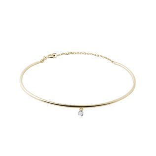 PEVNÝ NÁRAMEK S DIAMANTEM A ŘETÍZKEM VE ŽLUTÉM ZLATĚ - NÁRAMKY S DIAMANTY - NÁRAMKY