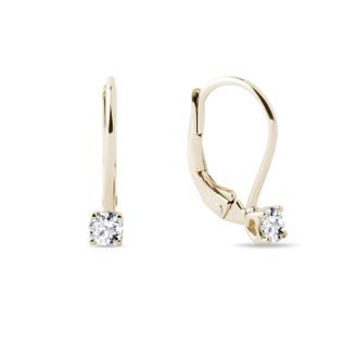 GOLD EARRINGS WITH CLEAR DIAMONDS - DIAMOND EARRINGS - EARRINGS
