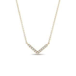YELLOW GOLD DIAMOND V NECKLACE - DIAMOND NECKLACES - NECKLACES