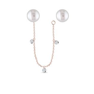 VARIABILNÍ PERLOVÉ NÁUŠNICE S DIAMANTY A ŘETÍZKEM V RŮŽOVÉM ZLATĚ - PERLOVÉ NÁUŠNICE - PERLOVÉ ŠPERKY