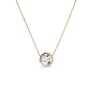 ZLATÝ BEZEL NÁHRDELNÍK S DIAMANTOVÝM PŘÍVĚSKEM - NÁHRDELNÍKY S DIAMANTY - NÁHRDELNÍKY