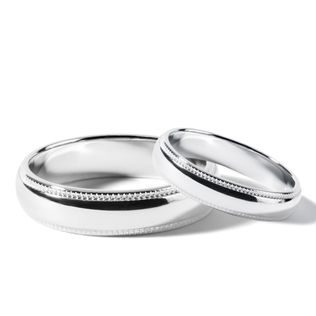 ORIGINAL WHITE GOLD MILGRAIN WEDDING RING SET - WHITE GOLD WEDDING SETS - WEDDING RINGS