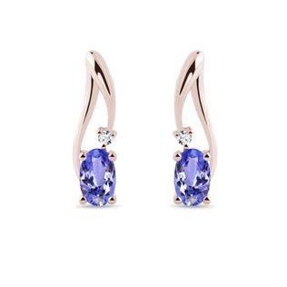 EARRINGS IN ROSE GOLD WITH DIAMONDS AND TANZANITES - TANZANITE EARRINGS - EARRINGS