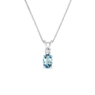 NECKLACE WITH TOPAZ AND DIAMOND IN WHITE GOLD - TOPAZ NECKLACES - NECKLACES