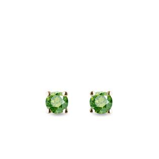 GREEN DIAMOND EARRINGS IN GOLD - DIAMOND STUD EARRINGS - EARRINGS