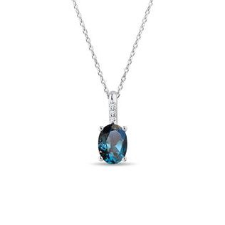 LONDON TOPAZ AND DIAMOND WHITE GOLD NECKLACE - TOPAZ NECKLACES - NECKLACES
