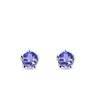 TANZANITE WHITE GOLD STUD EARRINGS - TANZANITE EARRINGS - EARRINGS