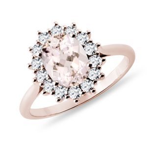 RING WITH MORGANITE AND DIAMONDS IN ROSE GOLD - MORGANITE RINGS - RINGS