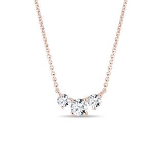 THREE DIAMOND NECKLACE IN ROSE GOLD - DIAMOND NECKLACES - NECKLACES