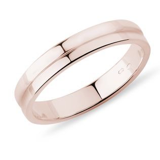 MEN'S SQUARE EDGE WEDDING RING IN ROSE GOLD WITH SINGLE ENGRAVED LINE - RINGS FOR HIM - WEDDING RINGS
