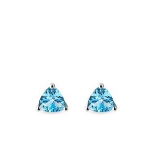 TRILLION CUT TOPAZ STUD EARRINGS IN WHITE GOLD - TOPAZ EARRINGS - EARRINGS