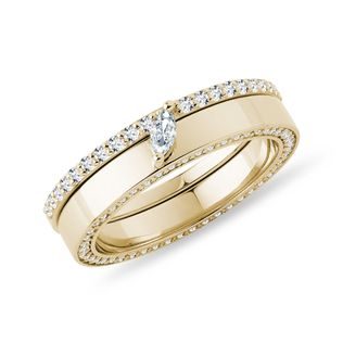 MARQUISE DIAMOND GOLD ENGAGEMENT SET - ENGAGEMENT AND BRIDAL RING SETS - ENGAGEMENT RINGS