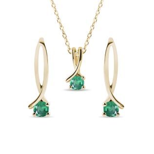 EMERALD YELLOW GOLD SET - GEMSTONE SETS - FINE JEWELRY