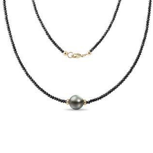 BLACK DIAMOND AND TAHITIAN PEARL NECKLACE - MINERAL NECKLACES - NECKLACES