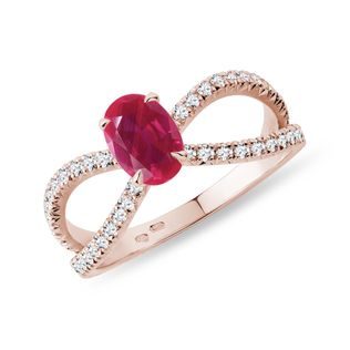 LUXE RUBY AND DIAMOND RING IN 14K ROSE GOLD - RUBY ENGAGEMENT RINGS - ENGAGEMENT RINGS