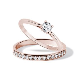 DIAMOND ENGAGEMENT RING SET IN ROSE GOLD - ENGAGEMENT AND BRIDAL RING SETS - ENGAGEMENT RINGS