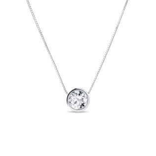 BEZEL DIAMOND NECKLACE IN WHITE GOLD - DIAMOND NECKLACES - NECKLACES