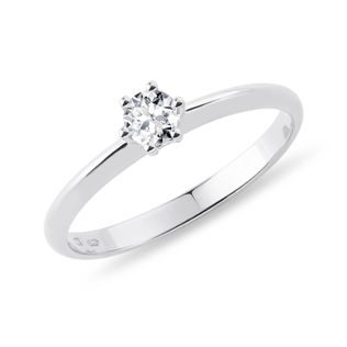 THIN BAND WHITE GOLD DIAMOND ENGAGEMENT RING - BRILLIANT CUT DIAMOND ENGAGEMENT RINGS - ENGAGEMENT RINGS