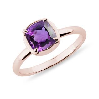 ROSE GOLD RING WITH PURPLE AMETHYST - AMETHYST RINGS - RINGS