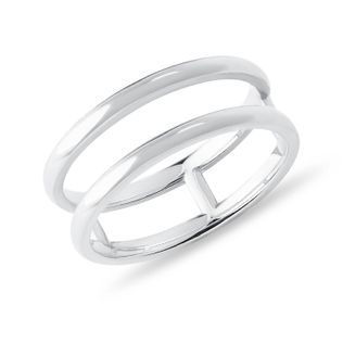 DVOJITÝ PRSTEN Z BÍLÉHO 14K ZLATA - PRSTENY Z BÍLÉHO ZLATA - PRSTENY