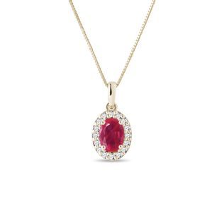 PENDANT WITH RUBY AND DIAMONDS IN YELLOW GOLD - RUBY NECKLACES - NECKLACES