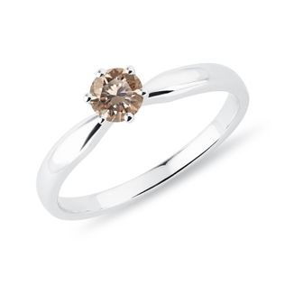 CHAMPAGNE DIAMOND ENGAGEMENT RING IN WHITE GOLD - FANCY DIAMOND ENGAGEMENT RINGS - ENGAGEMENT RINGS