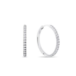 HOOP EARRINGS WITH BRILLIANT-CUT DIAMONDS IN WHITE GOLD - DIAMOND EARRINGS - EARRINGS