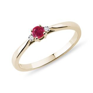 GOLD ENGAGEMENT RING WITH RUBY AND DIAMONDS - RUBY ENGAGEMENT RINGS - ENGAGEMENT RINGS
