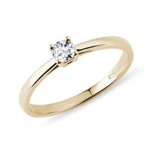 ENGAGEMENT RING WITH BRILLIANT IN YELLOW GOLD - BRILLIANT CUT DIAMOND ENGAGEMENT RINGS - ENGAGEMENT RINGS