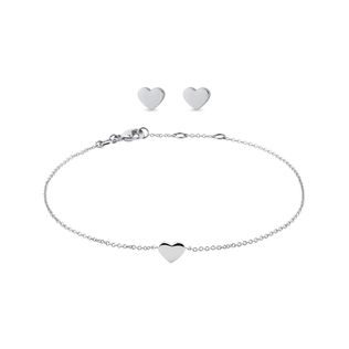HEART EARRING AND BRACELET SET IN 14K WHITE GOLD - JEWELRY SETS - FINE JEWELRY
