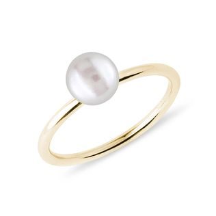 FRESHWATER PEARL RING IN YELLOW GOLD - PEARL RINGS - PEARL JEWELRY