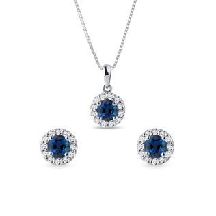SAPPHIRE JEWELRY SET IN WHITE GOLD - GEMSTONE SETS - FINE JEWELRY