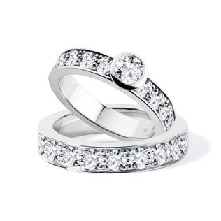LUXURY ENGAGEMENT SET IN 14K WHITE GOLD - ENGAGEMENT AND BRIDAL RING SETS - ENGAGEMENT RINGS