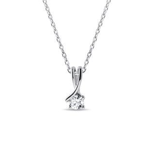 DOUBLE RIBBON WOMEN'S DIAMOND NECKLACE IN WHITE GOLD - DIAMOND NECKLACES - NECKLACES