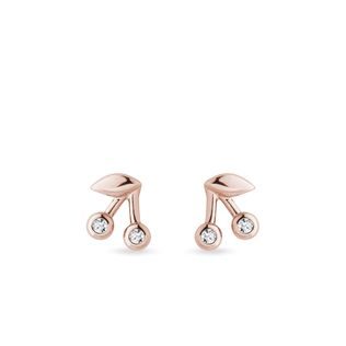 CHERRY EARRINGS IN 14K ROSE GOLD - DIAMOND EARRINGS - EARRINGS