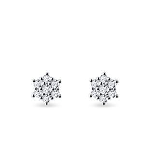 FLOWER-SHAPED DIAMOND EARRINGS IN WHITE GOLD - DIAMOND STUD EARRINGS - EARRINGS