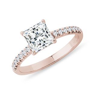 RING WITH LAB GROWN DIAMOND PRINCESS IN ROSE GOLD - RINGS WITH LAB-GROWN DIAMONDS - ENGAGEMENT RINGS
