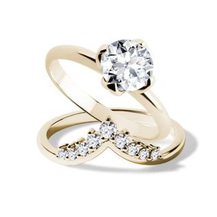 LUXE YELLOW GOLD AND DIAMOND BRIDAL SET - ENGAGEMENT AND BRIDAL RING SETS - ENGAGEMENT RINGS