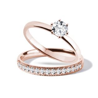 SET OF ENGAGEMENT AND WEDDING RING IN ROSE GOLD - ENGAGEMENT AND BRIDAL RING SETS - ENGAGEMENT RINGS