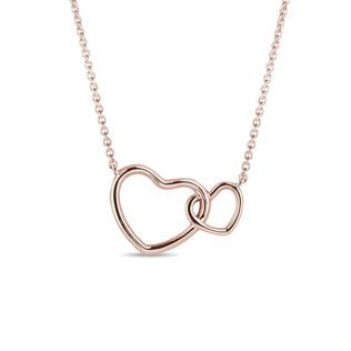 LINKED HEARTS NECKLACE IN 14K ROSE GOLD - ROSE GOLD NECKLACES - NECKLACES