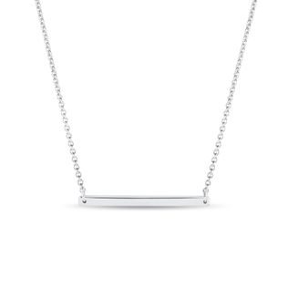 SMOOTH WHITE GOLD HORIZONTAL BAR NECKLACE - WHITE GOLD NECKLACES - NECKLACES