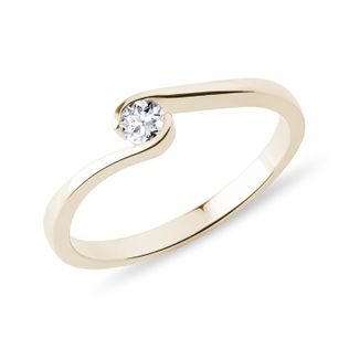 ASYMMETRIC GOLD RING WITH DIAMOND - BRILLIANT CUT DIAMOND ENGAGEMENT RINGS - ENGAGEMENT RINGS