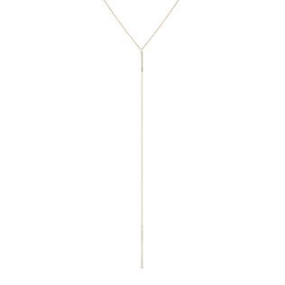 GOLD CHAIN NECKLACE WITH VERTICAL HANGING BARS - YELLOW GOLD NECKLACES - NECKLACES