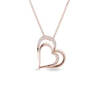 HEART PENDANT WITH DIAMONDS IN ROSE GOLD - DIAMOND NECKLACES - NECKLACES