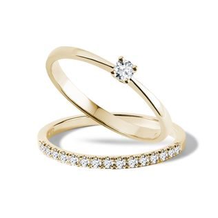 ELEGANT DIAMOND BRIDAL SET IN YELLOW GOLD - ENGAGEMENT AND BRIDAL RING SETS - ENGAGEMENT RINGS