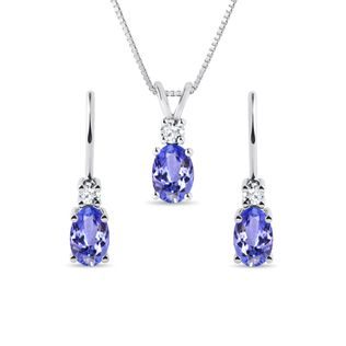 TANZANITE AND DIAMOND JEWELRY SET IN WHITE GOLD - GEMSTONE SETS - FINE JEWELRY